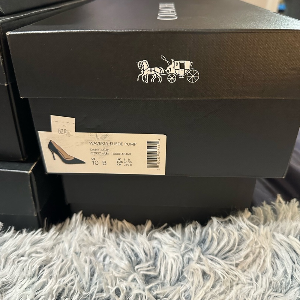 Coach - Brand New in Box Jade Green Suede Heels, Size 10